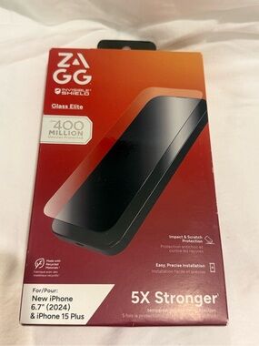 ZAGG iPhone 15 Plus 6.7” Screen protector Invisible Glass Screen Protector Clear
